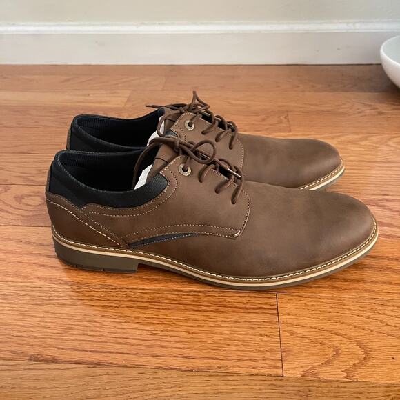 JF J. Ferrar Grayton Lace-Up Oxford Shoes Mens 13M Brown Man Made Dress Church - Picture 2 of 9